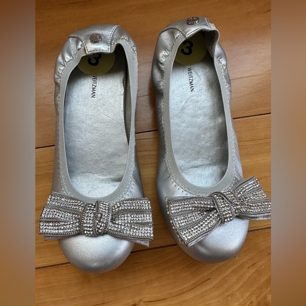 Stuart Weitzman Silver Shoes Kids Bow